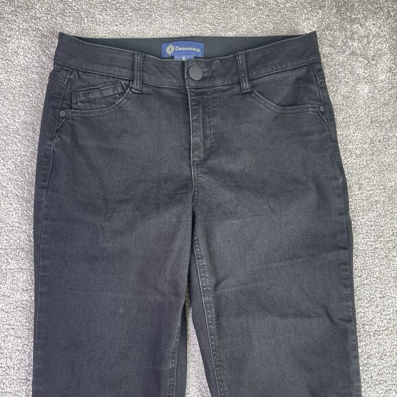 Democracy Jeans Women’s 8 Black Itty Bitty Bootcut Mid-Rise Dark Denim Stretch - Picture 2 of 10